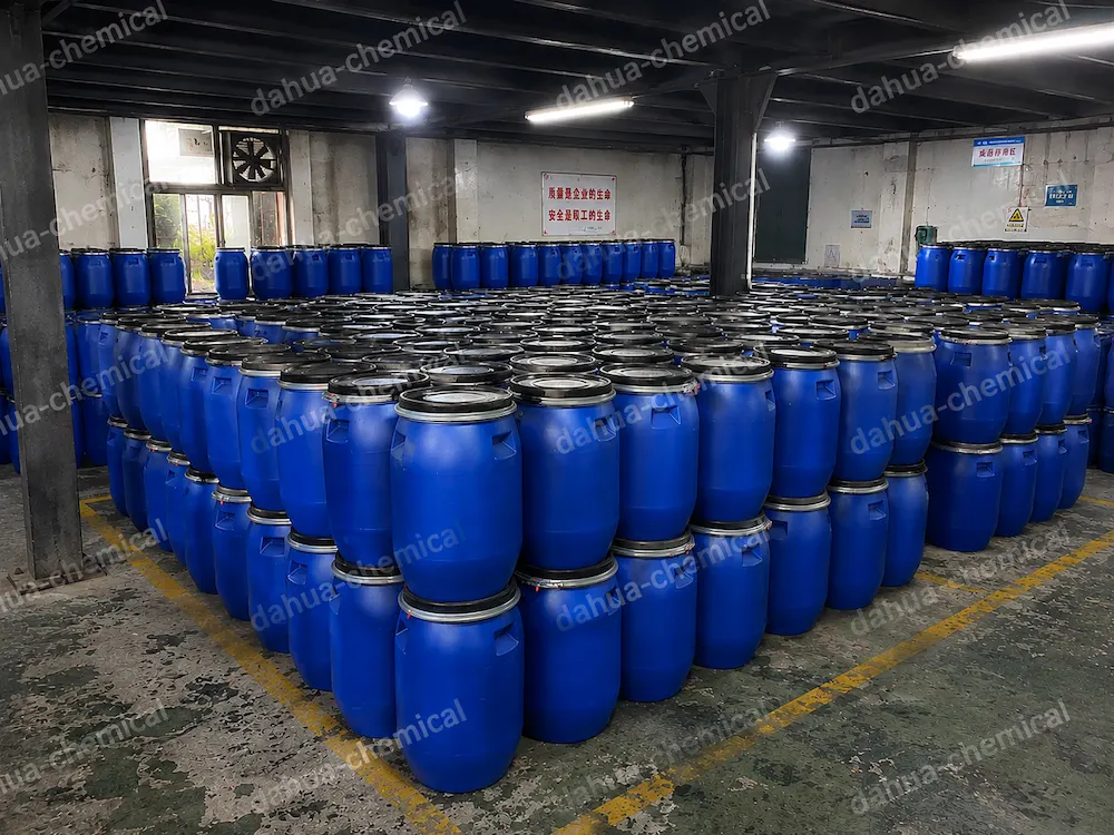 Warehouse inventory of packaged additives organised for dispatch